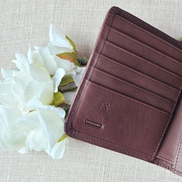 Vintage Coach Water Buffalo Leather Kisslock Wallet / French Purse ( Mahogany ) - Picture 5 of 12